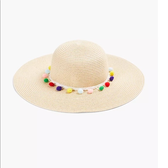 Lane Bryant Accessories - NWT Straw Pom Pom Sunhat By Lane Bryant